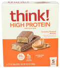 think! High Protein Creamy Peanut Butter Bars, Case of 6, 10.5 Ounce Boxes