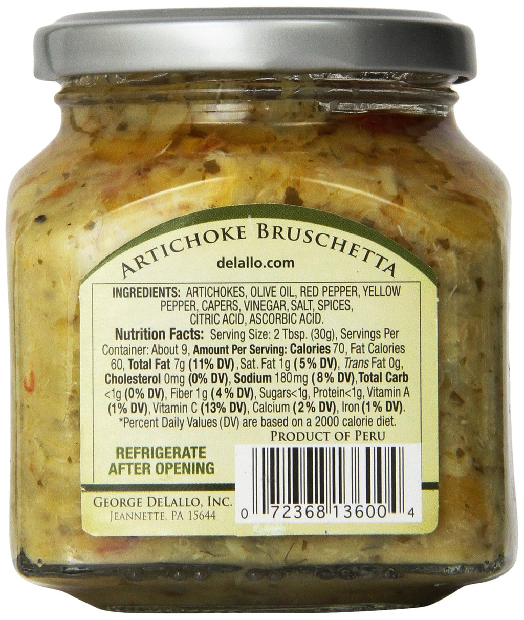 DeLallo Artichoke Bruschetta, Case of 6, 10 oz Each