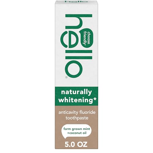 Hello Naturally Whitening Anticavity Fluoride Toothpaste, Mint, Case of 6, 5 Ounce