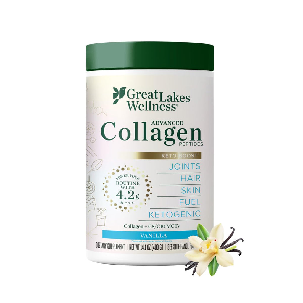 Great Lakes Wellness Daily Keto Collagen Non-Dairy Creamer, Vanilla, 14.1 Ounce