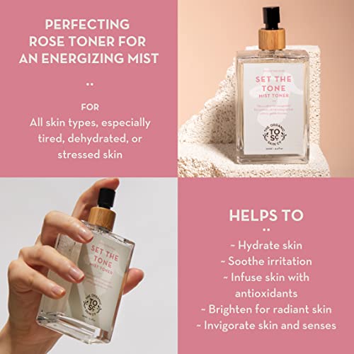 The Organic Skin Co Set The Tone Rose Water Toner and Hydrating Face Mist, 3.4 Fluid Ounce