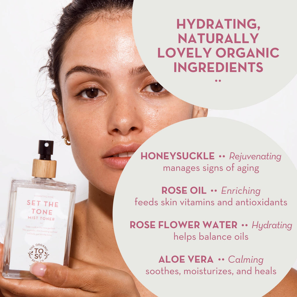 The Organic Skin Co Set The Tone Rose Water Toner and Hydrating Face Mist, 3.4 Fluid Ounce