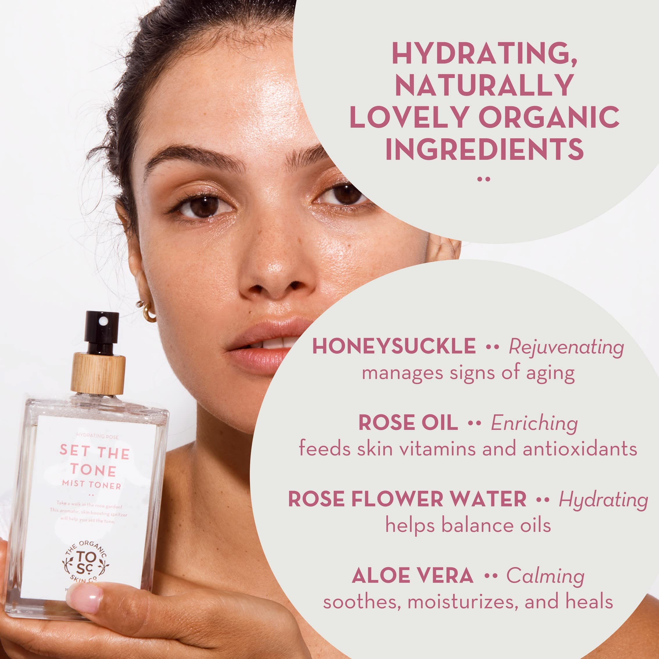 The Organic Skin Co Set The Tone Rose Water Toner and Hydrating Face Mist, 3.4 Fluid Ounce