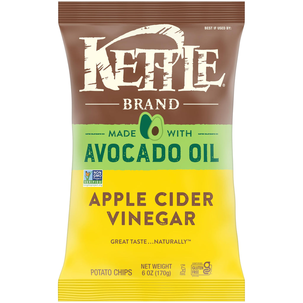 Kettle Brand Avocado Oil Apple Cider Vinegar Chips, Case of 12, 6 oz