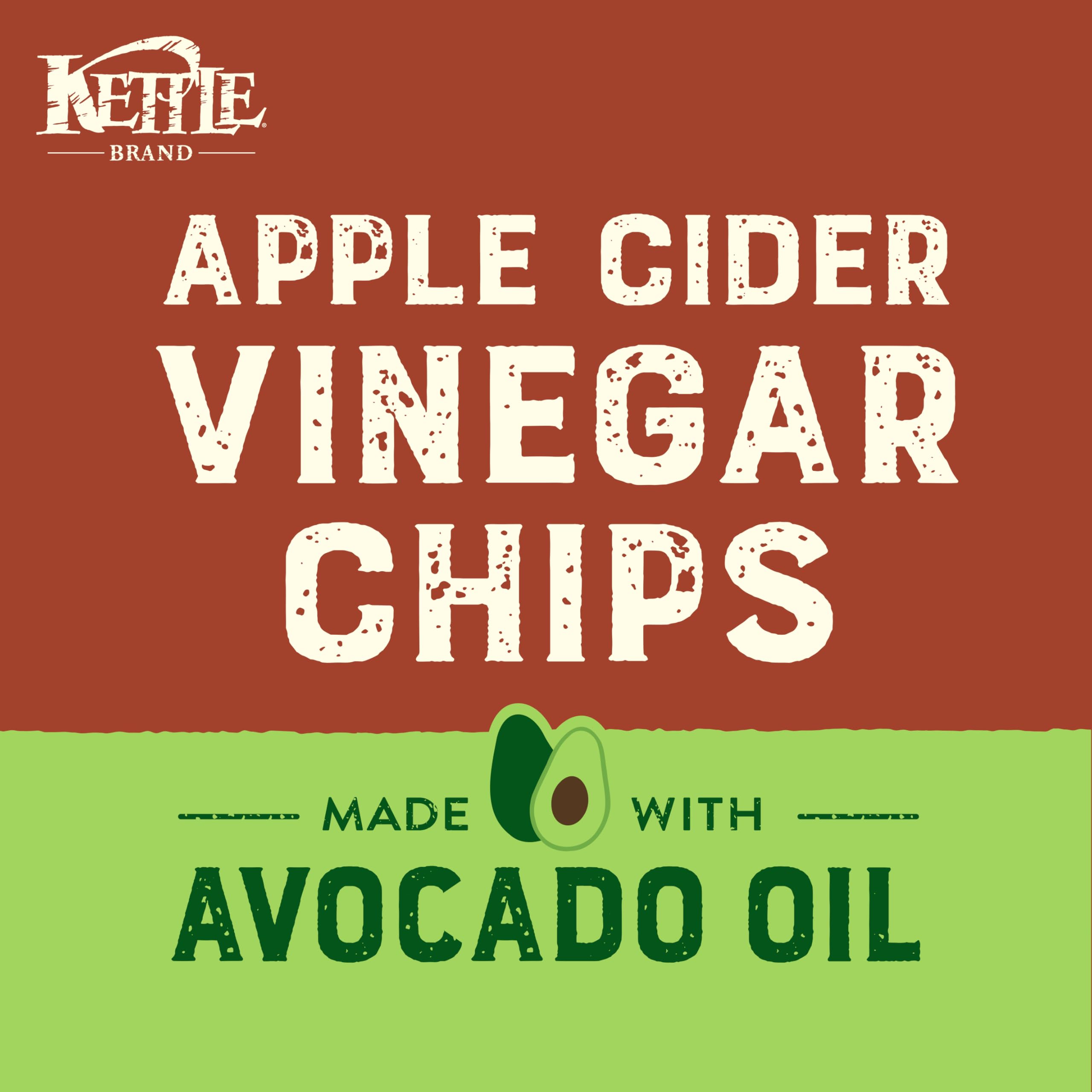 Kettle Brand Avocado Oil Apple Cider Vinegar Chips, Case of 12, 6 oz