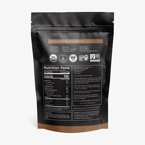 Truvani Organic Chocolate Protein Powder, 23.63 oz