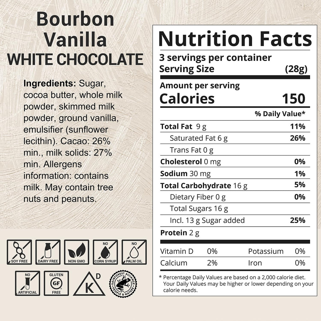 Milkboy Swiss White Chocolate Bourbon Vanilla Bar, Case of 10, 3 Ounce Bars