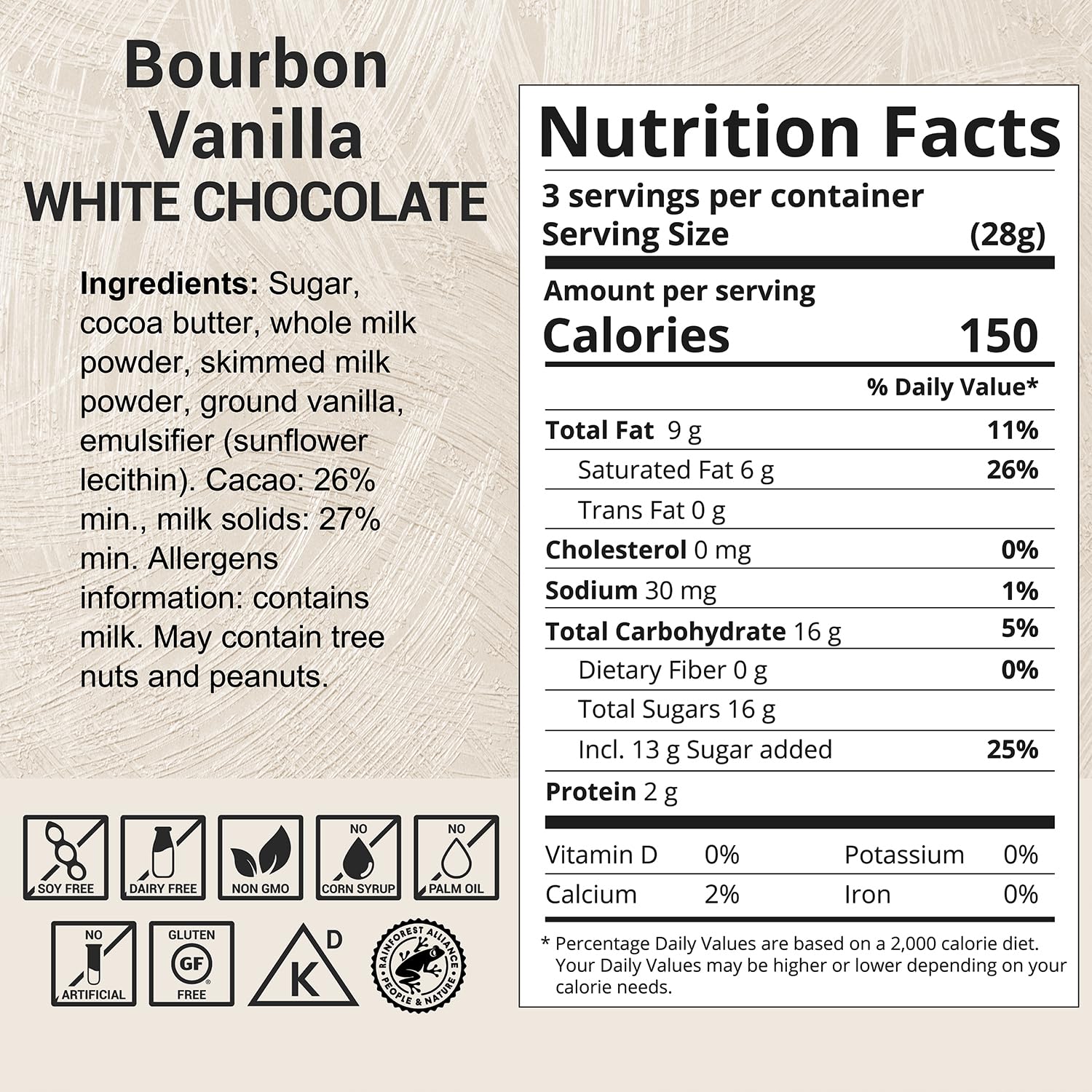 Milkboy Swiss White Chocolate Bourbon Vanilla Bar, Case of 10, 3 Ounce Bars