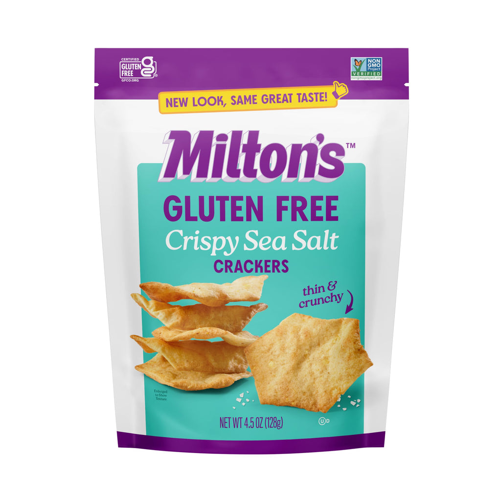 Milton's Gluten Free Crispy Sea Salt Crackers, Case of 6, 4.5 Ounce Bags
