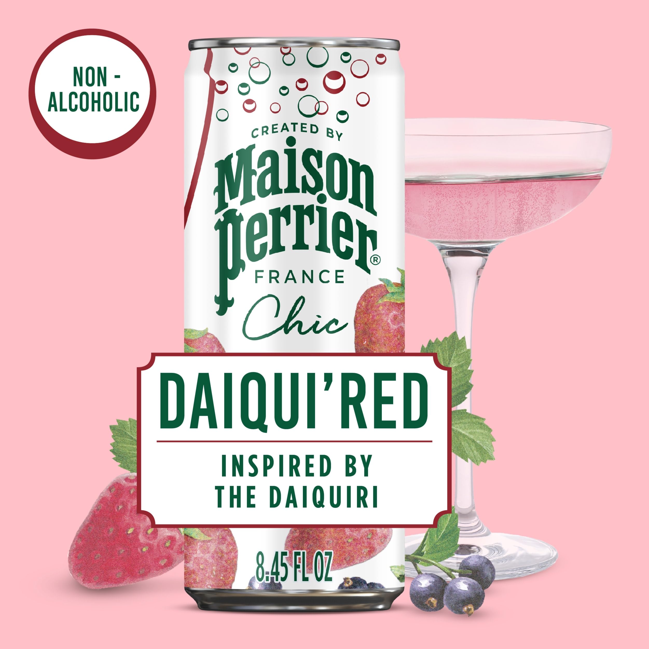 Maison Perrier Chic Daiqui'Red Strawberry and Red Fruits Mocktail Mixers, Case of 6 Packs, 4 Count, 8.5 Fl Oz Each