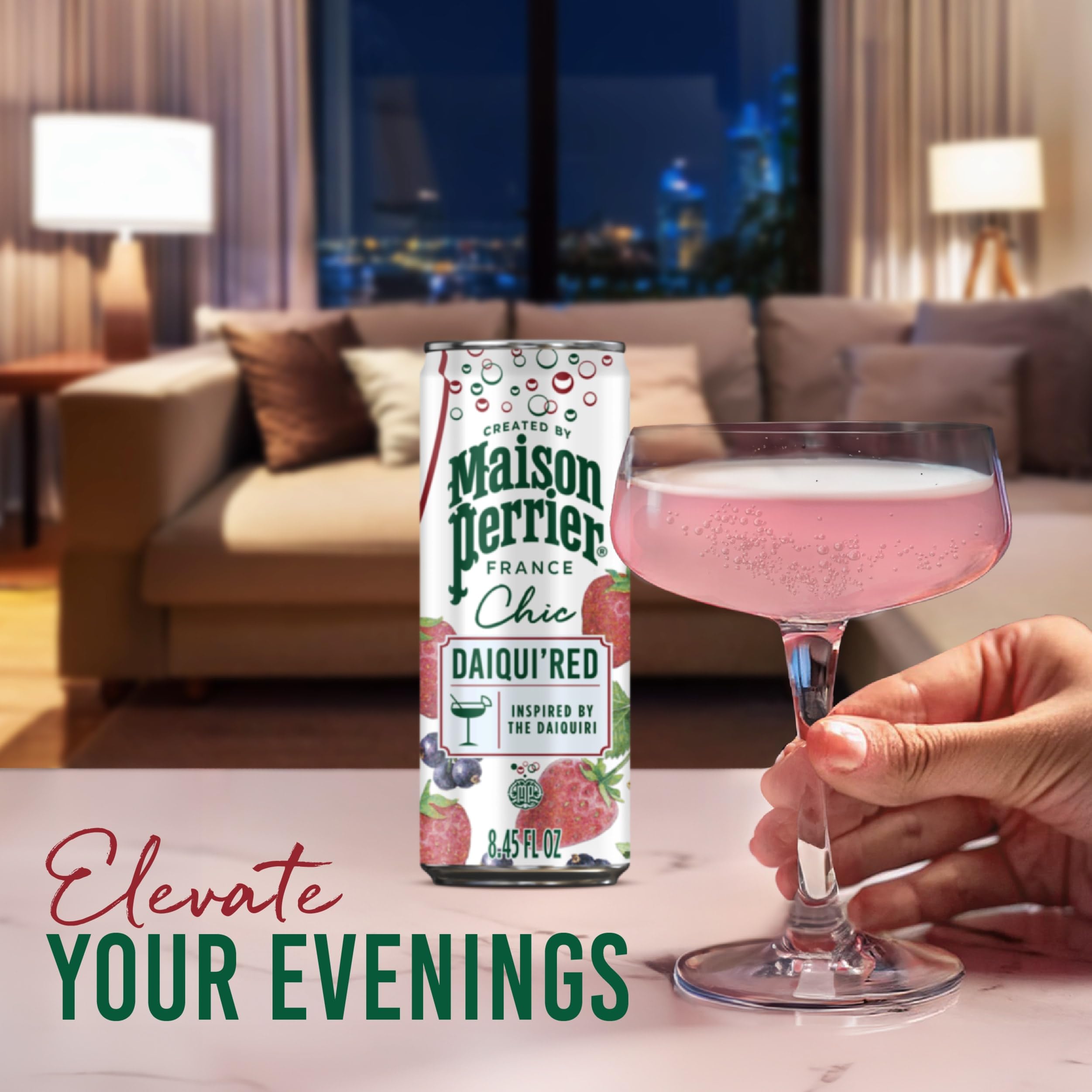 Maison Perrier Chic Daiqui'Red Strawberry and Red Fruits Mocktail Mixers, Case of 6 Packs, 4 Count, 8.5 Fl Oz Each