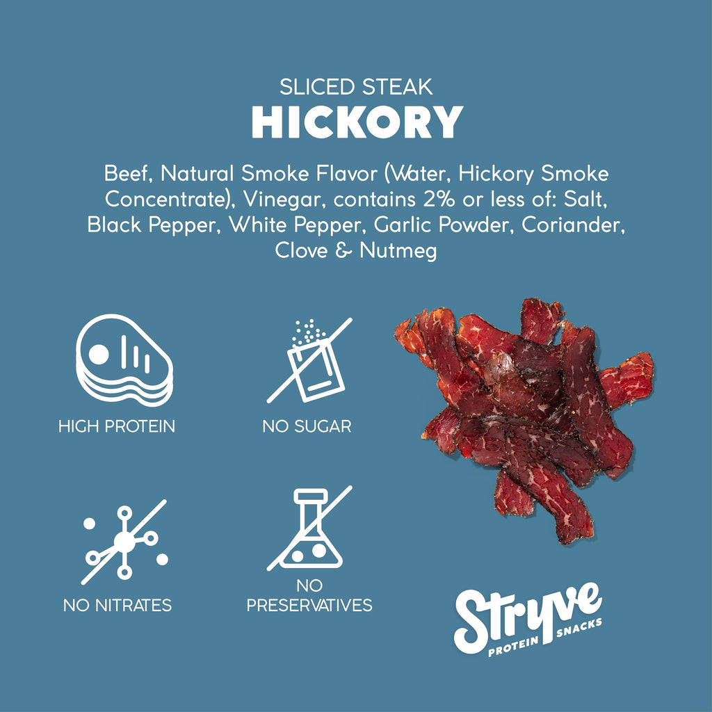 Stryve Hickory Sliced Beef Biltong, Case of 8, 2 Ounce