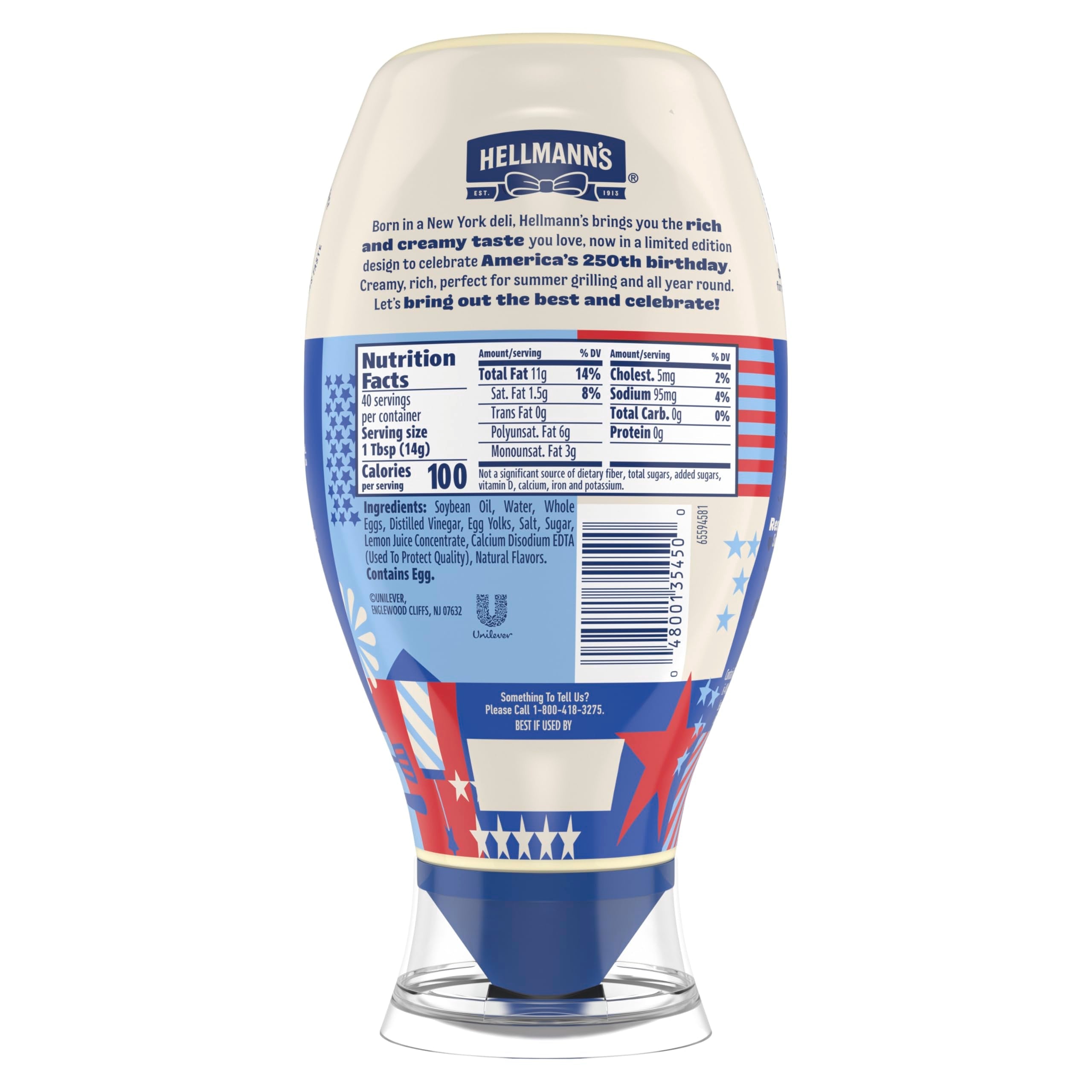 Hellmann's Real Mayonnaise Squeeze Bottle, Case of 12, 20 Fluid Ounce Bottles