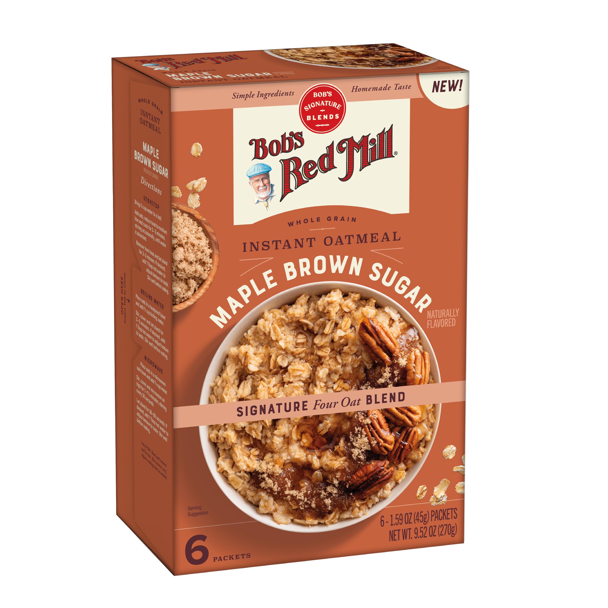Bob's Red Mill Brown Sugar Maple Instant Oatmeal, Case of 4, 9.52 Ounce Boxes