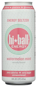 Hiball Watermelon Mint Sparkling Water Energy Drink, Case of 12, 16 Fl Oz