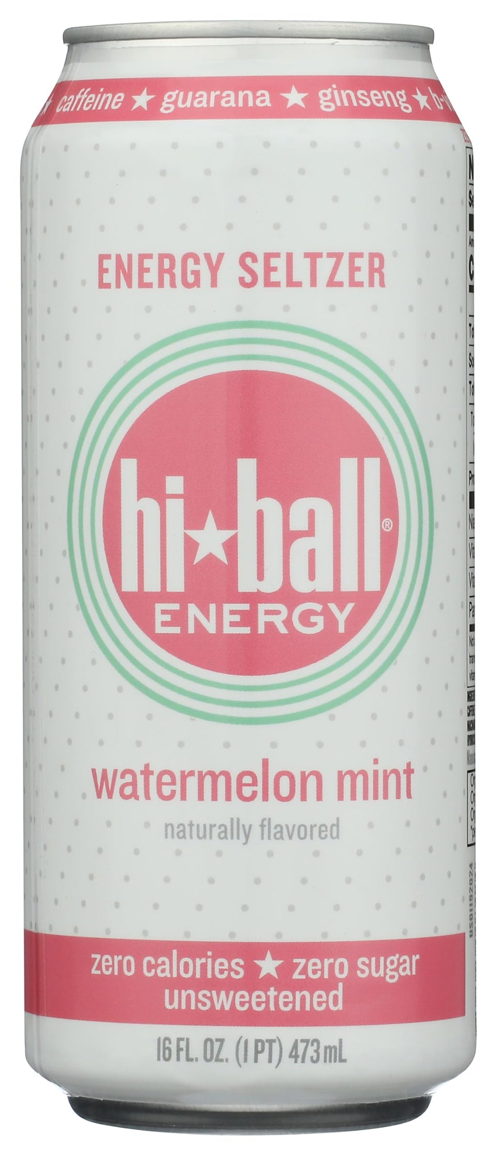 Hiball Watermelon Mint Sparkling Water Energy Drink, Case of 12, 16 Fl Oz