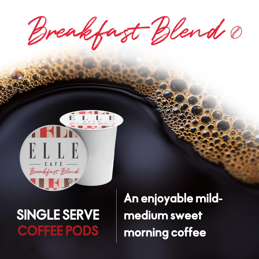 Elle Cafe Organic Breakfast Blend Coffee, Case of 6, 12 Count