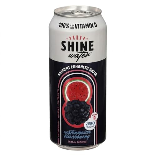 ShineWater Watermelon Blackberry Flavored Water, Case Of 12, 16 Fl Oz