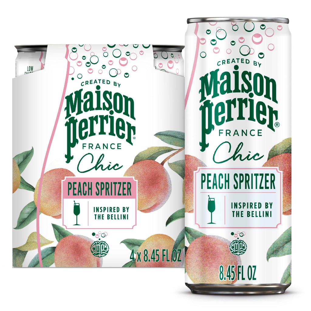 Maison Perrier Chic Peach Spritz Sparkling Beverage, Case of 6, 4 Pack, 8.5 Fluid Ounce