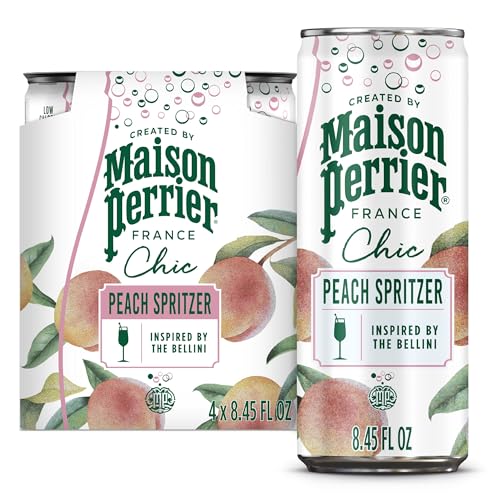 Maison Perrier Chic Peach Spritz Sparkling Beverage, Case of 6, 4 Pack, 8.5 Fluid Ounce
