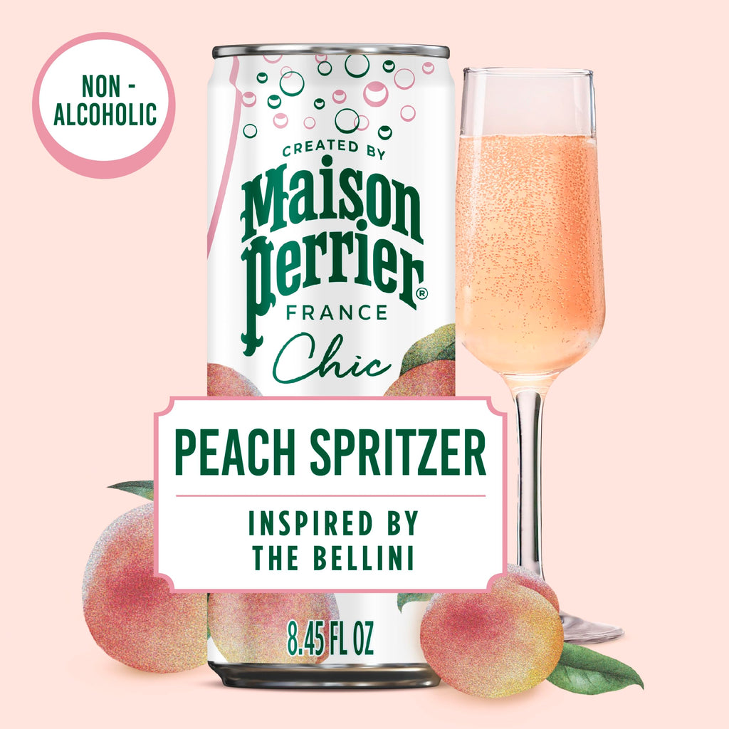 Maison Perrier Chic Peach Spritz Sparkling Beverage, Case of 6, 4 Pack, 8.5 Fluid Ounce