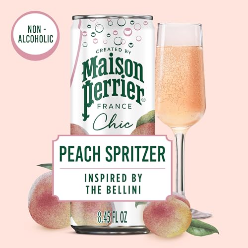Maison Perrier Chic Peach Spritz Sparkling Beverage, Case of 6, 4 Pack, 8.5 Fluid Ounce