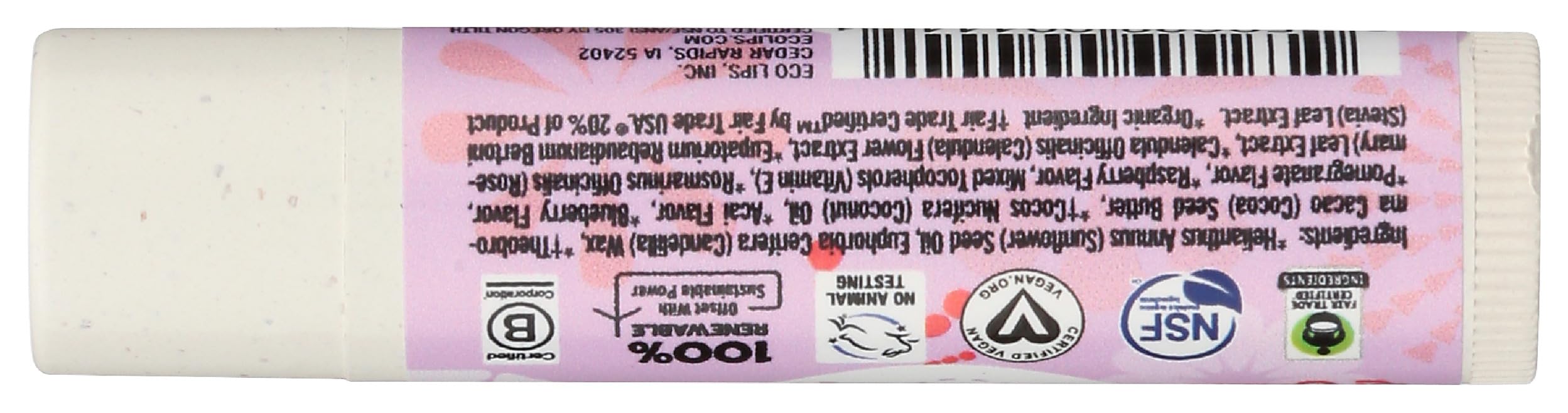 Eco Lips Bee Free Superfruit Lip Balm Display, Case of 24, 0.15 Ounce