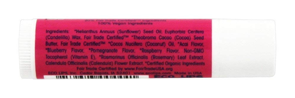 Eco Lips Bee Free Superfruit Lip Balm Display, Case of 24, 0.15 Ounce