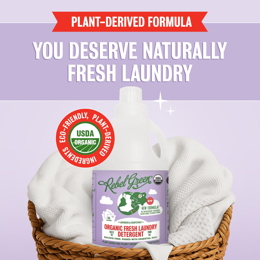 Rebel Green Organic Lavender And Grapefruit Laundry Detergent, Case Of 4, 68 Fl Oz