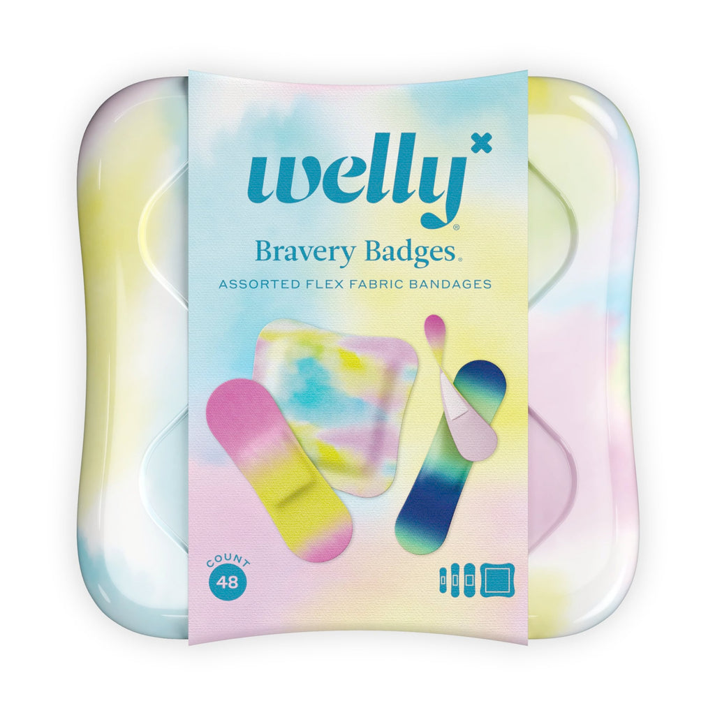 Welly Flex Fabric Adhesive Bandages, Assorted Colorwash Patterns, 48 Count