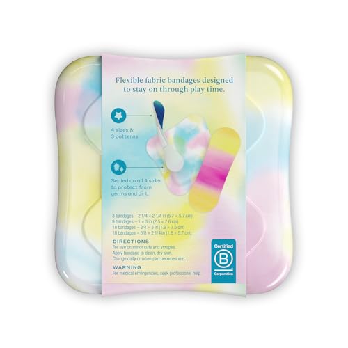 Welly Flex Fabric Adhesive Bandages, Assorted Colorwash Patterns, 48 Count