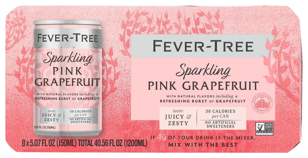Fever-Tree Sparkling Pink Grapefruit Cans, Case of 3, 8 Pack, 5.07 Fluid Ounce