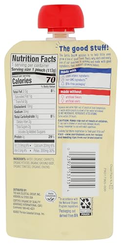 Earth's Best Organic Beef Medley Baby Food Pouches, Case of 12, 4 Ounce