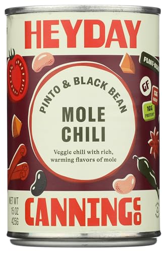 Heyday Canning Co. Mole Chili Pinto and Black Beans, Case of 12, 15 oz