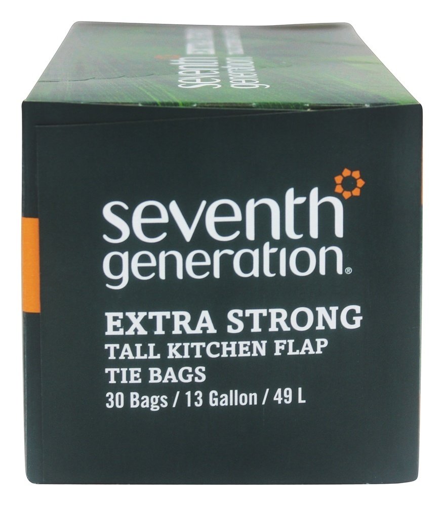 Seventh Generation 13 Gallon Tall Kitchen Trash Bags, Case of 6, 30 Count