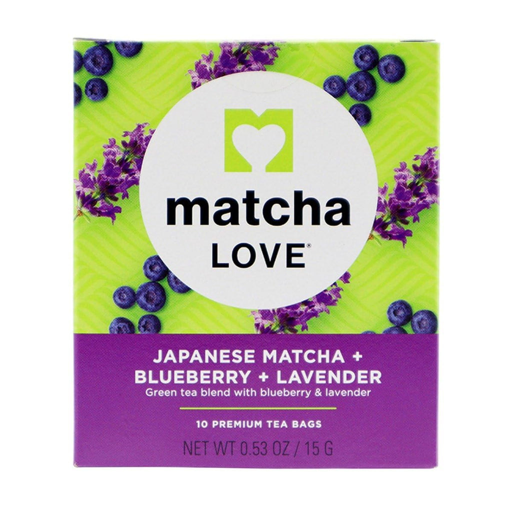 Matcha LOVE Japanese Matcha Blueberry Lavender Tea, Case of 6, 10 Tea Bags
