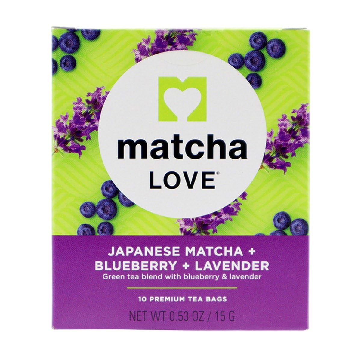 Matcha LOVE Japanese Matcha Blueberry Lavender Tea, Case of 6, 10 Tea Bags