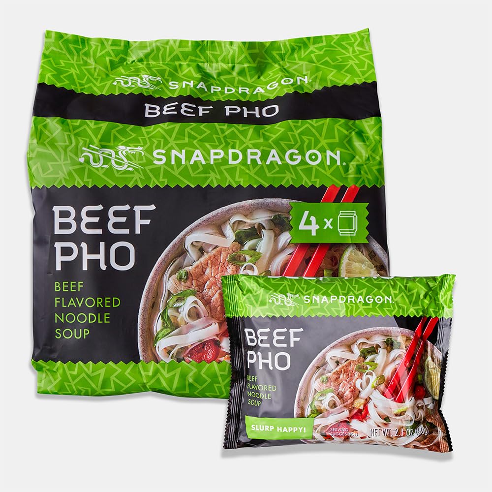 Snapdragon Beef Pho Vietnamese Instant Noodle Soup, Case of 4, 8.4 oz