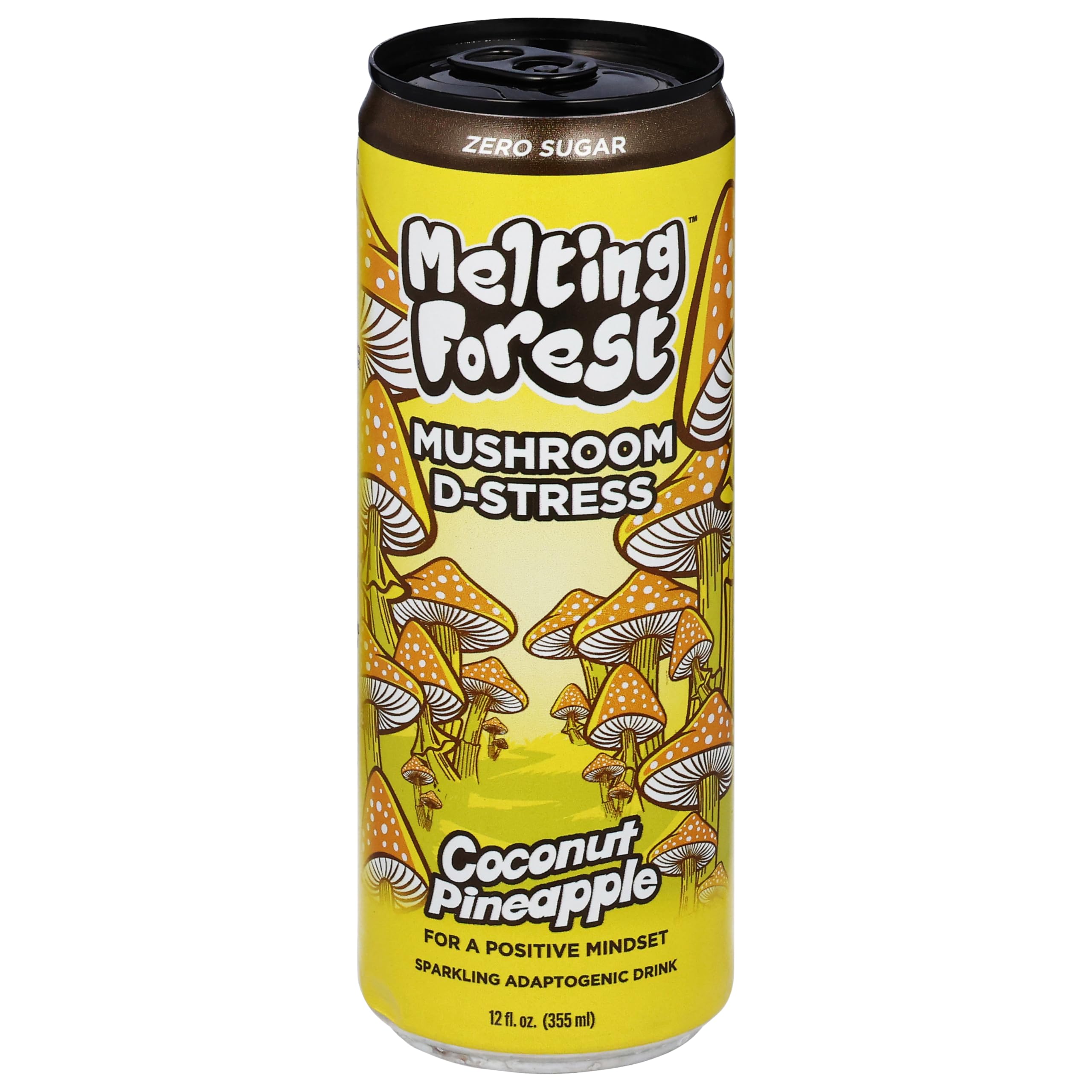 Melting Forest Coconut Pineapple D-Stress Mushroom Energy Drink, Case of 12, 12 fl oz