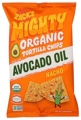 Zack's Mighty Organic Nacho Tortilla Chips, Case of 9, 7.5 Ounce