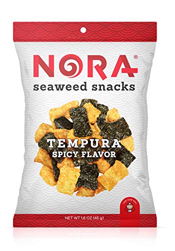 Nora Snacks Spicy Tempura Seaweed Snacks, Case of 12, 1.41 Ounce
