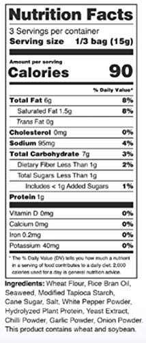 Nora Snacks Spicy Tempura Seaweed Snacks, Case of 12, 1.41 Ounce