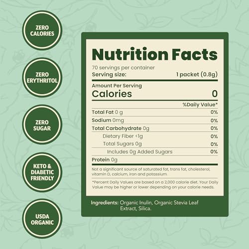 SweetLeaf Organic Stevia Powder Packets Sugar Substitute, Case of 6, 70 Count