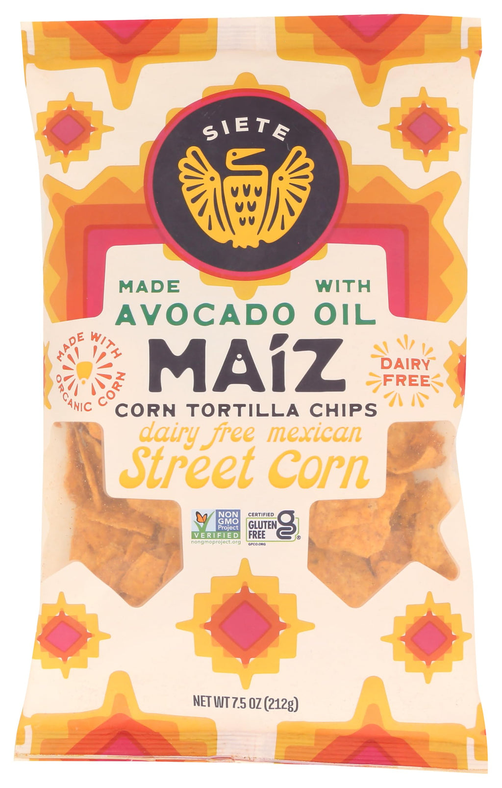 Siete Mexican Street Corn Tortilla Chips, Case of 6, 7.5 Ounce Bags