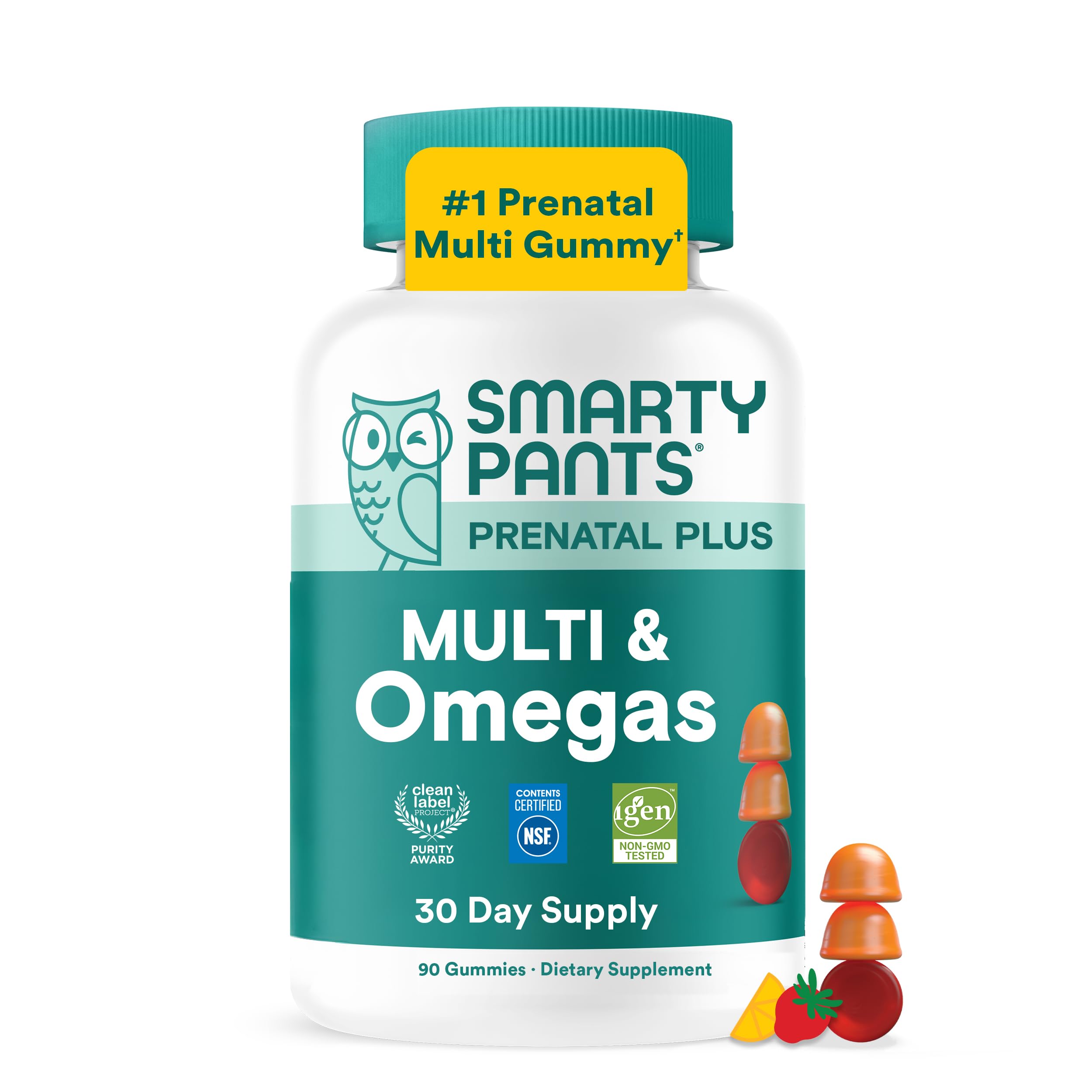 SmartyPants Prenatal Plus Multivitamin and Omega 3 Gummies with Methylfolate, 90 Count