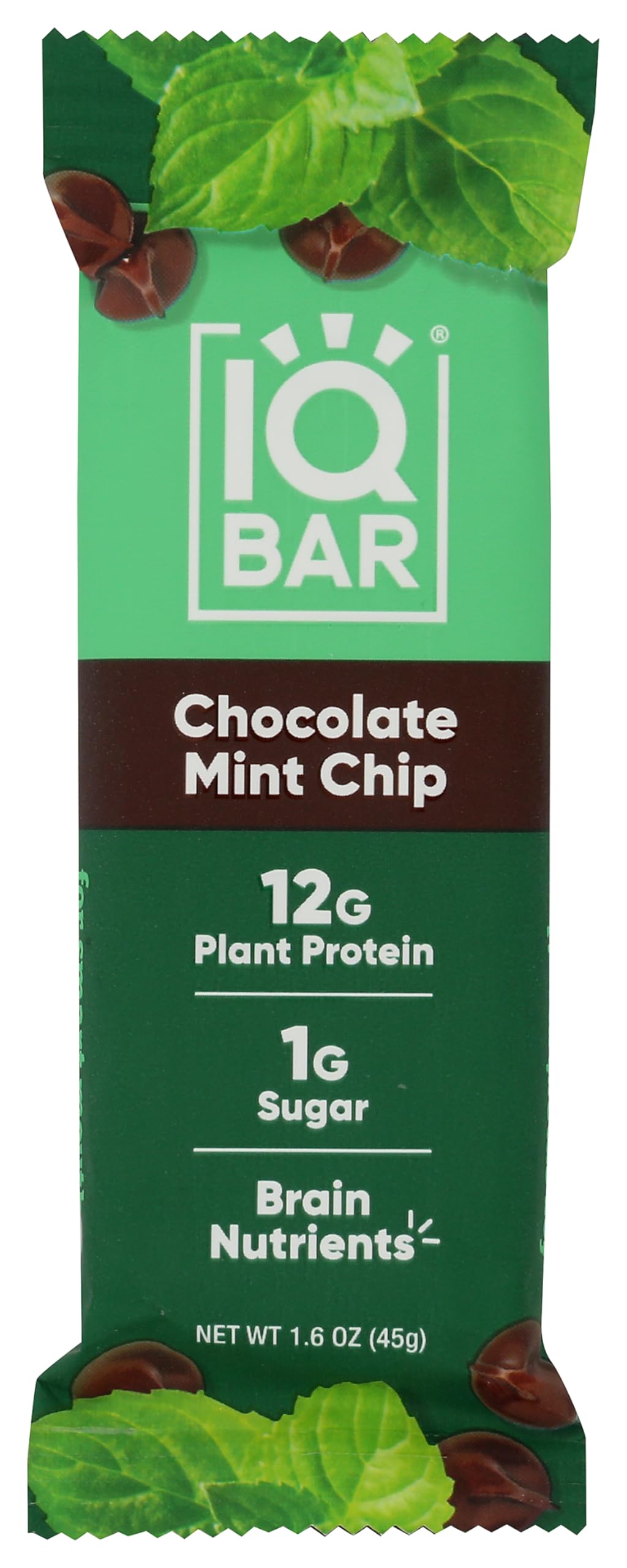 IQBAR Chocolate Mint Chip Bar, Case Of 12, 1.6 Oz