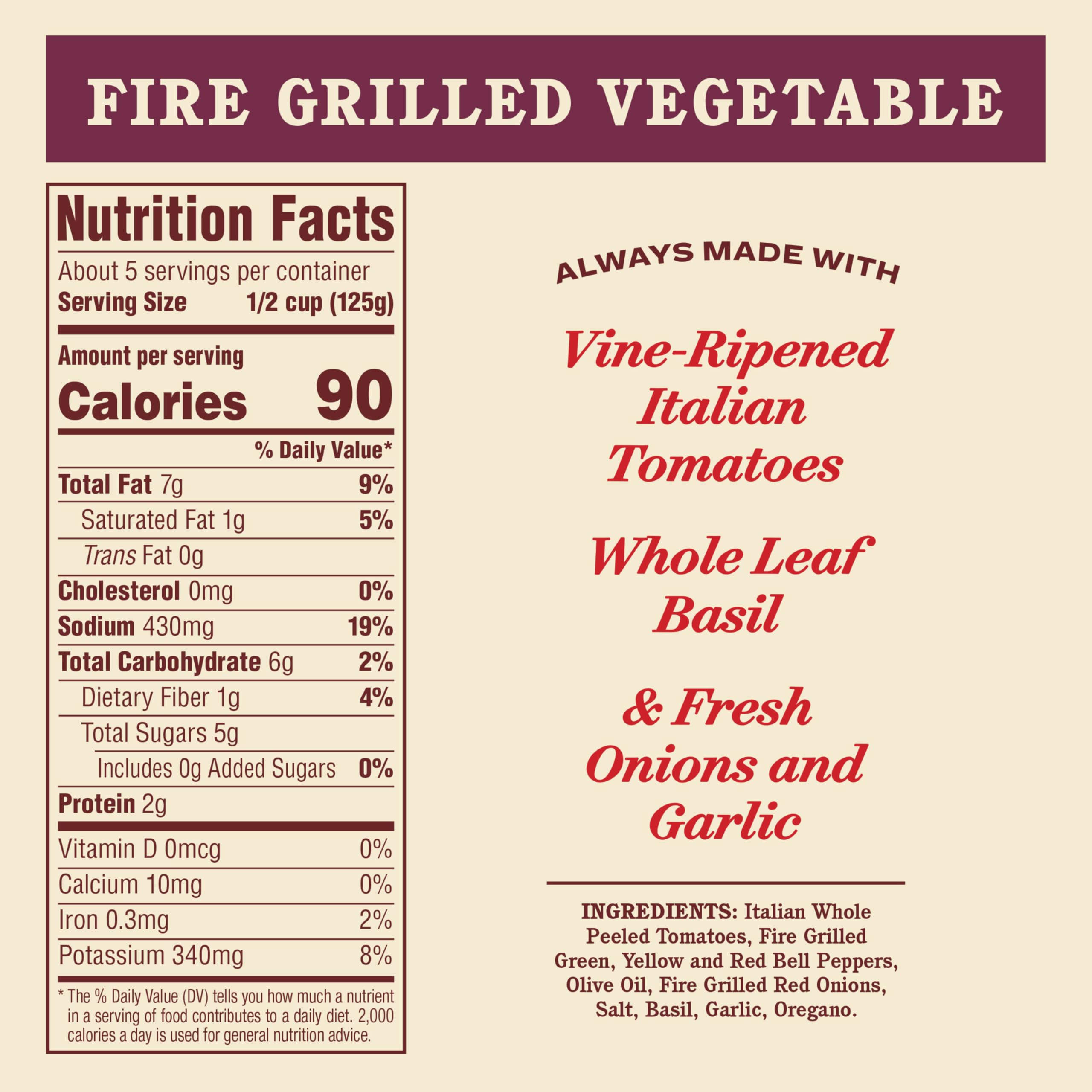 Rao's Homemade Fire Grilled Vegetable Pasta Sauce, Case of 12, 24 Oz Jars