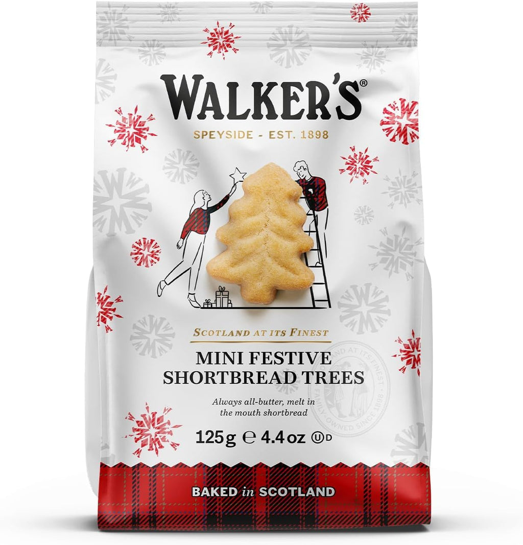 Walkers Shortbread Mini Festive Tree Shortbread, Case of 12, 4.4 oz Packs