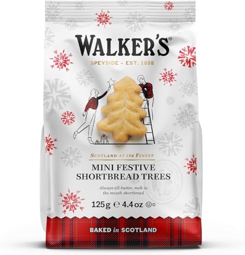 Walkers Shortbread Mini Festive Tree Shortbread, Case of 12, 4.4 oz Packs