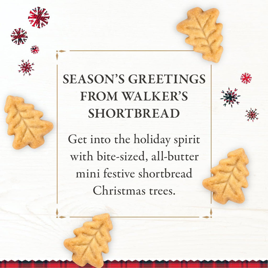 Walkers Shortbread Mini Festive Tree Shortbread, Case of 12, 4.4 oz Packs